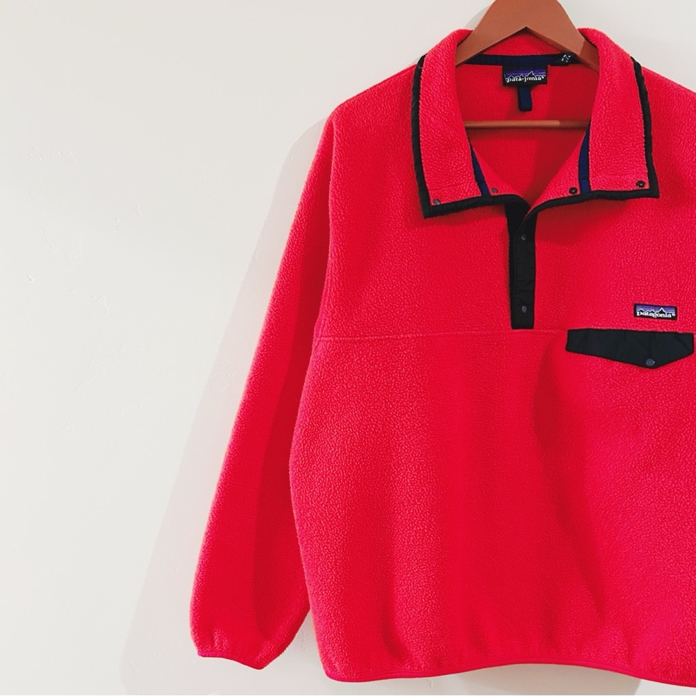 patagonia | vintage 90s synchilla snap-t fleece pullover in burnt chili (1997) ↷